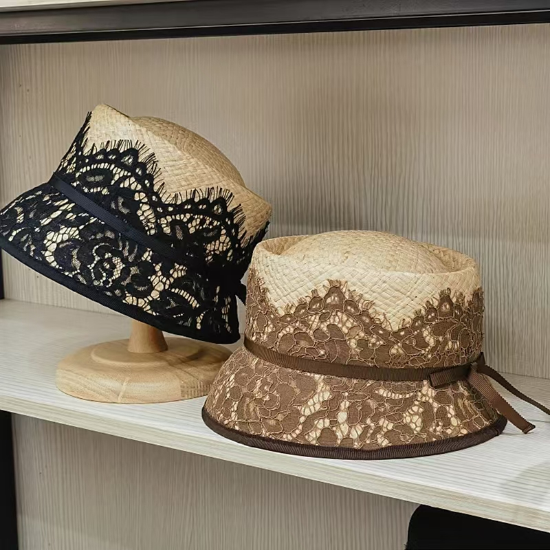 Moda japonesa nova renda decor - Bucket Hat Straw avaliação e preço